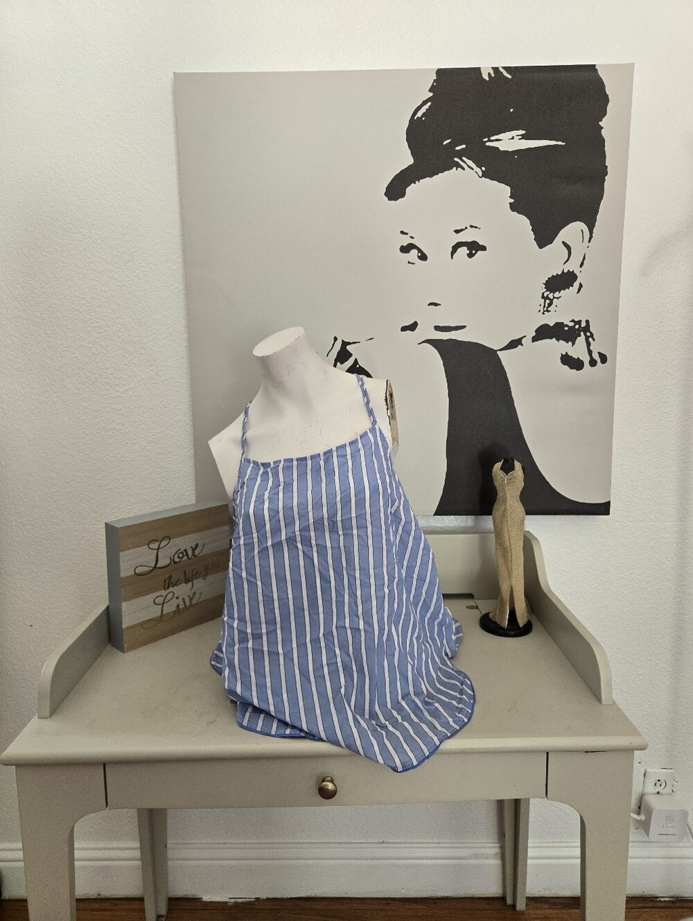 NWT Womens Stars Above Blue and White Striped Top - Classic Summer Style XXL